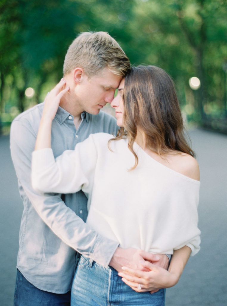 close up at central park engagement session