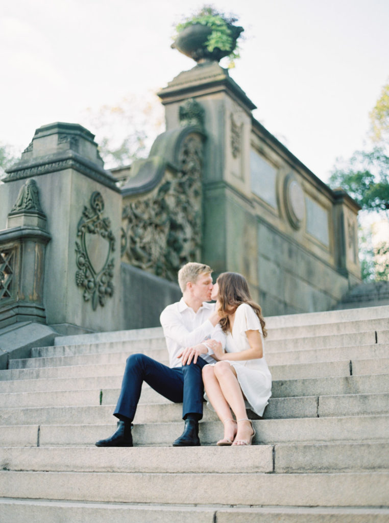 kissing on the steps at bethesda terrace