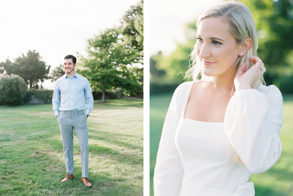in the field at Harkness Memorial engagement session