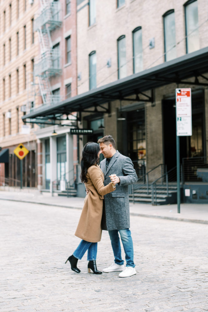 meatpacking engagement session kiss