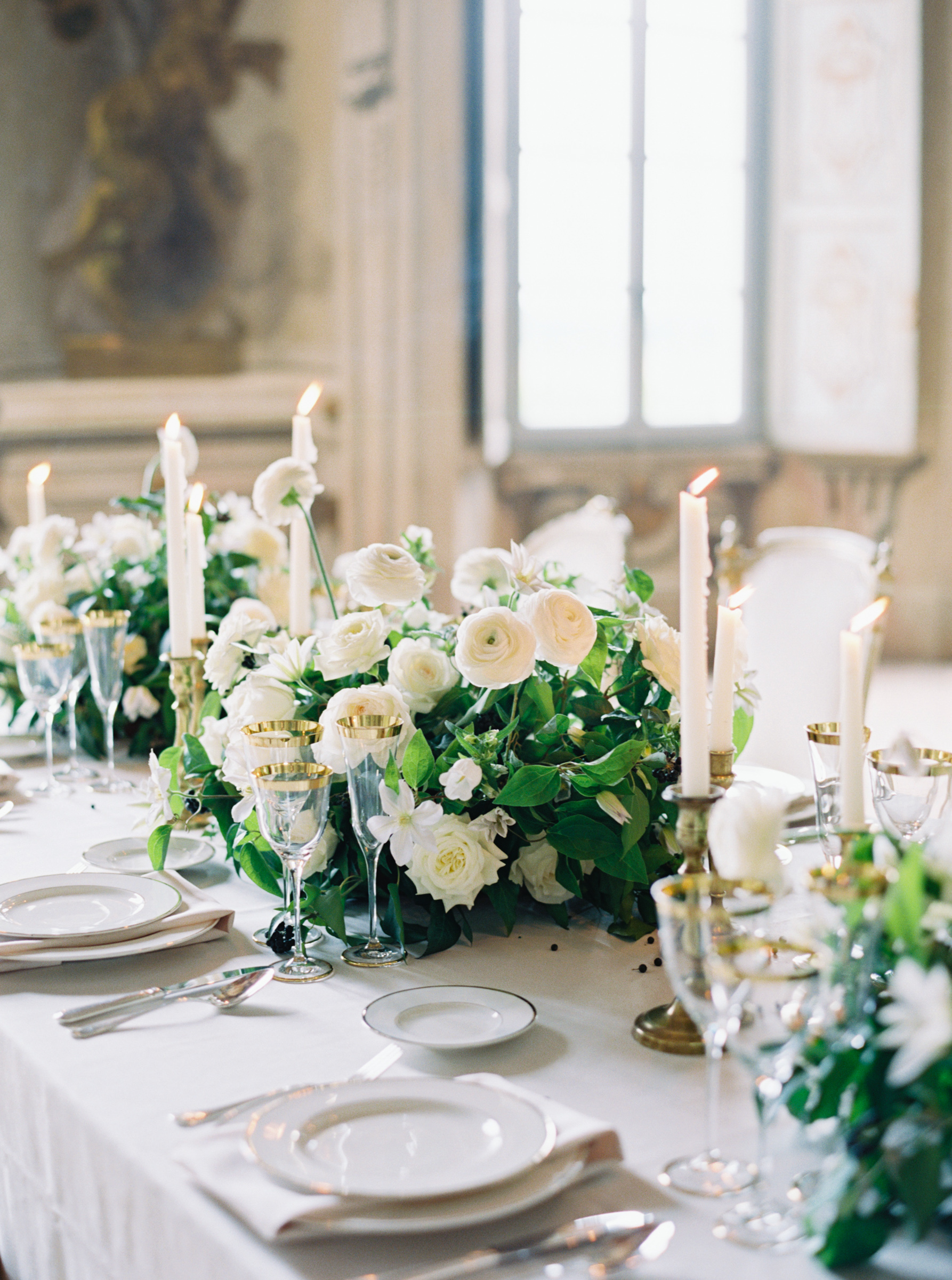 centerpieces of villa arconati wedding table