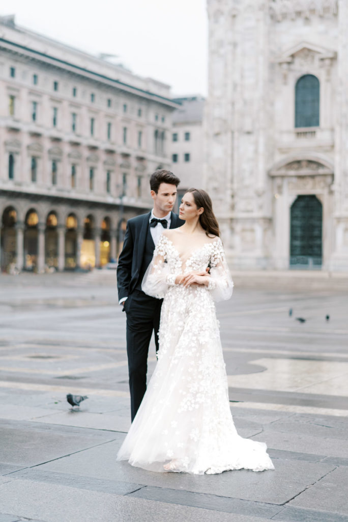 bride and groom in milan