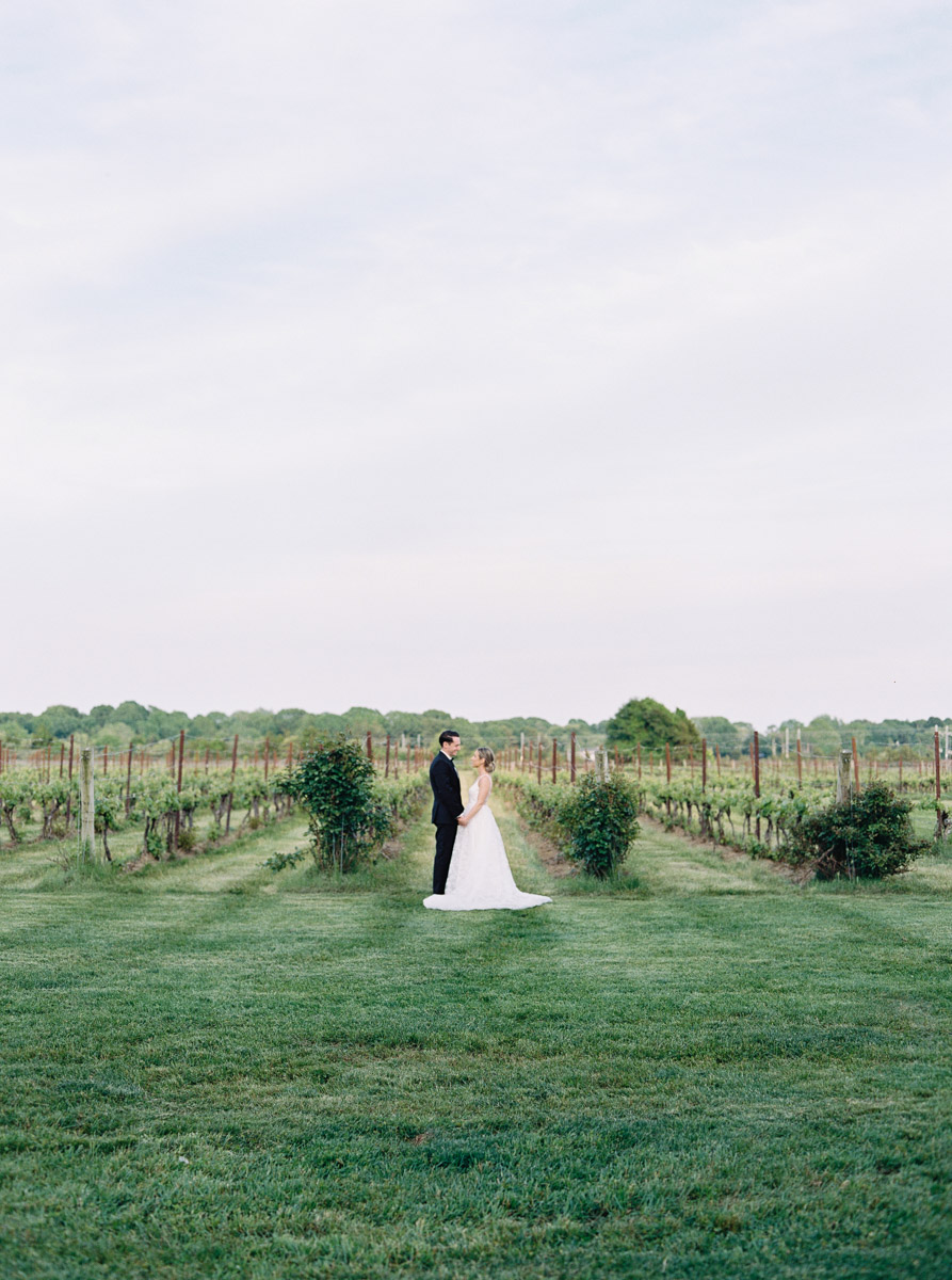 pulled back shot of bride and groom