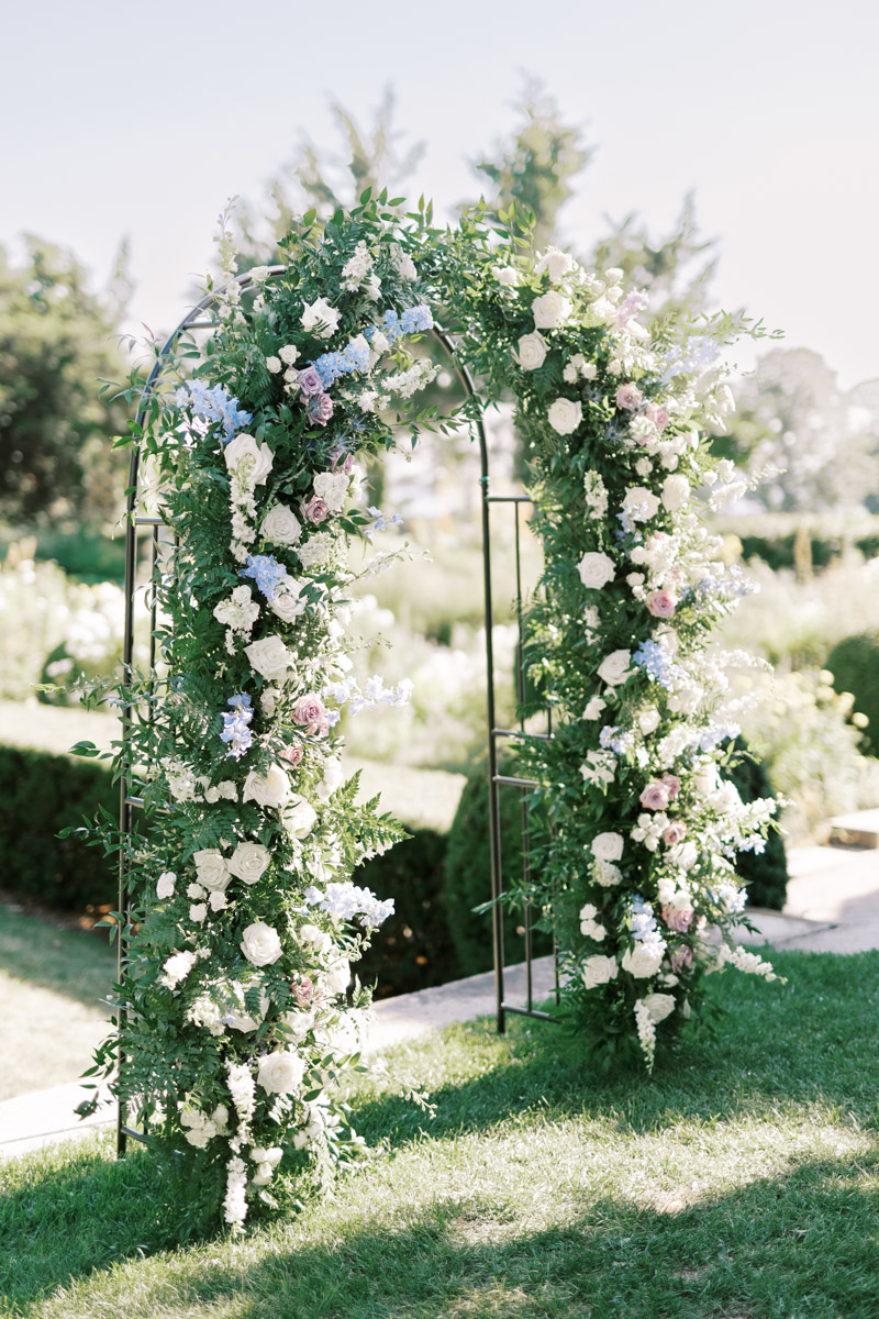 ceremony arch at eolia mansion wedding