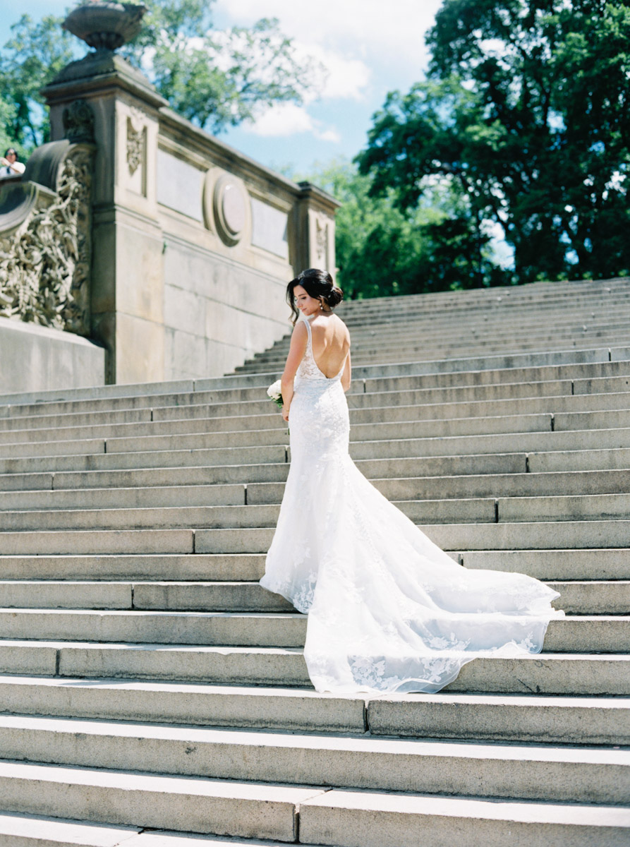 bride on the stairs at bethesda