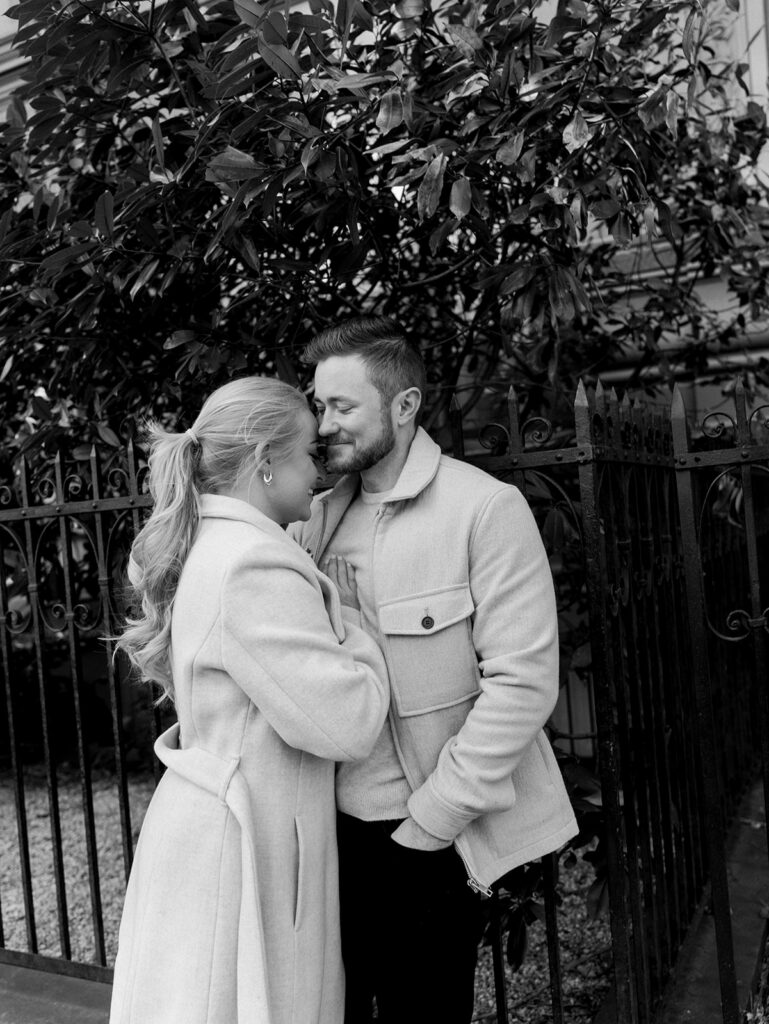 The couple is enjoying a warm embrace.