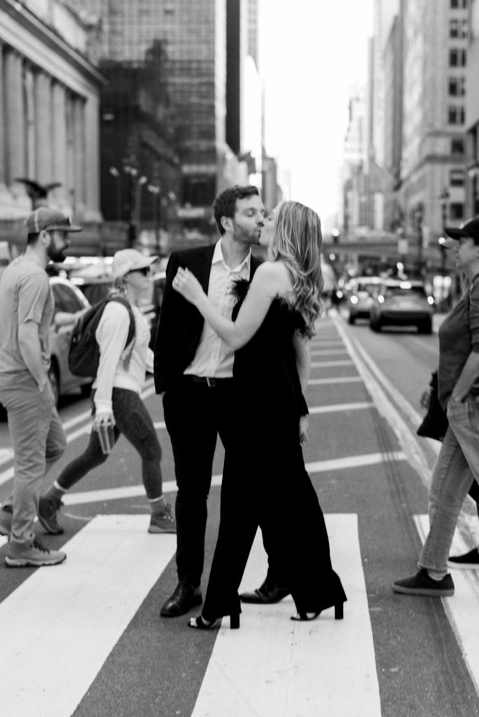 kissing in the busy street