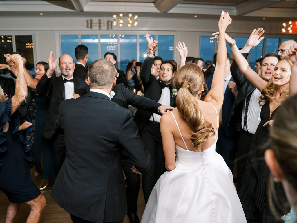 Dancing with their guests at their Coveleigh Club Wedding.