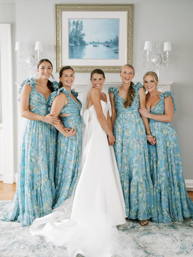 Bridesmaids portrait after getting ready at the Coveleigh Club.