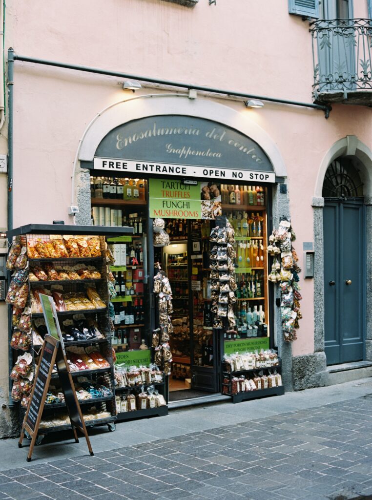 view of a store on Lake Como