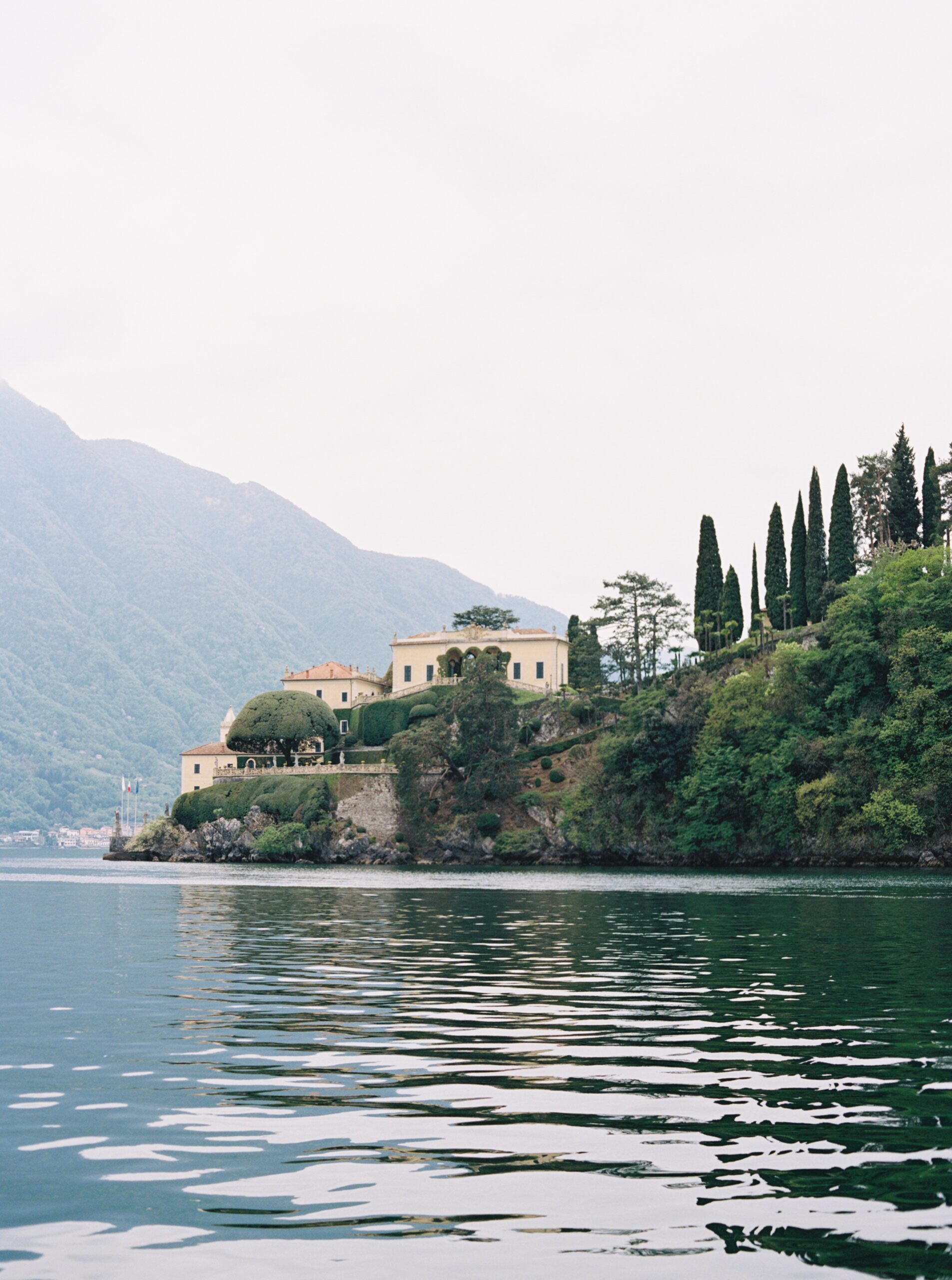 view of Villa Balbiano from the boat