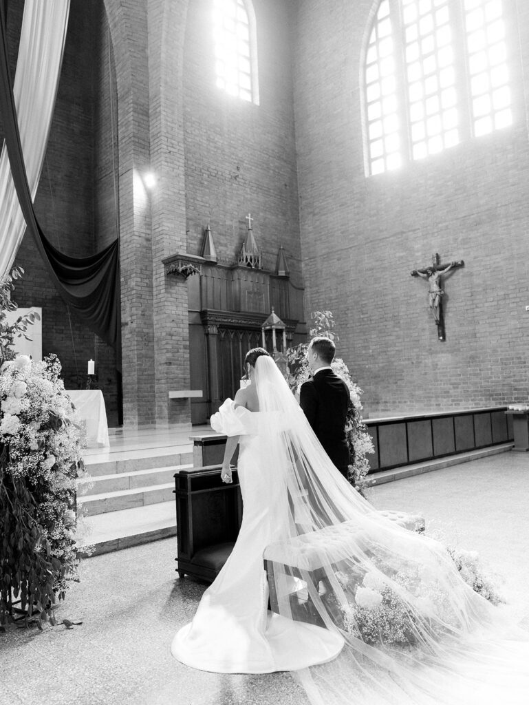 Bride and Groom at the altar at church.
