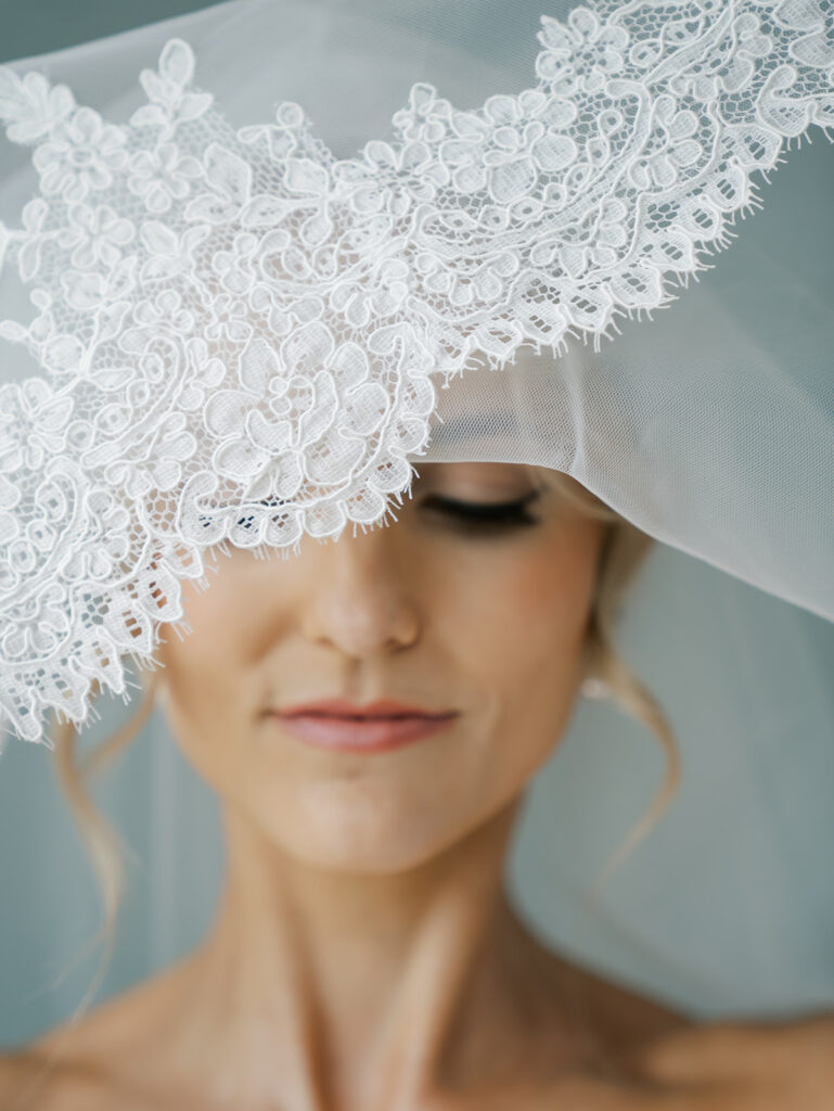 Beautiful portrait of the bride under her veil