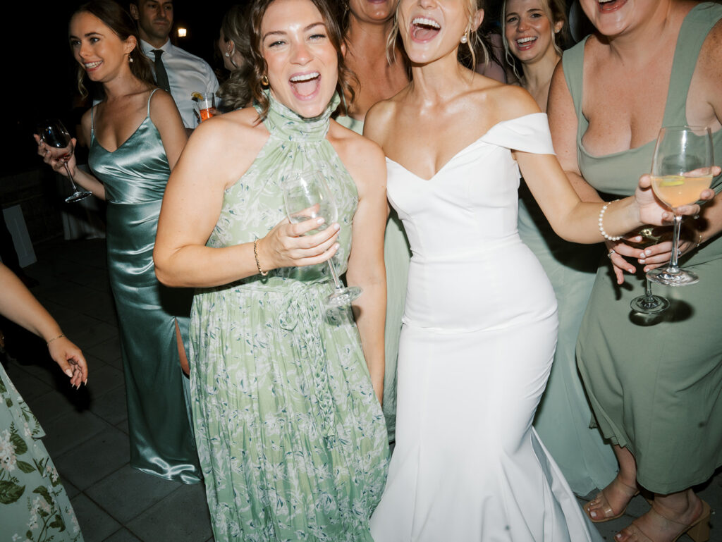 Bride and bridesmaids on the dance floor