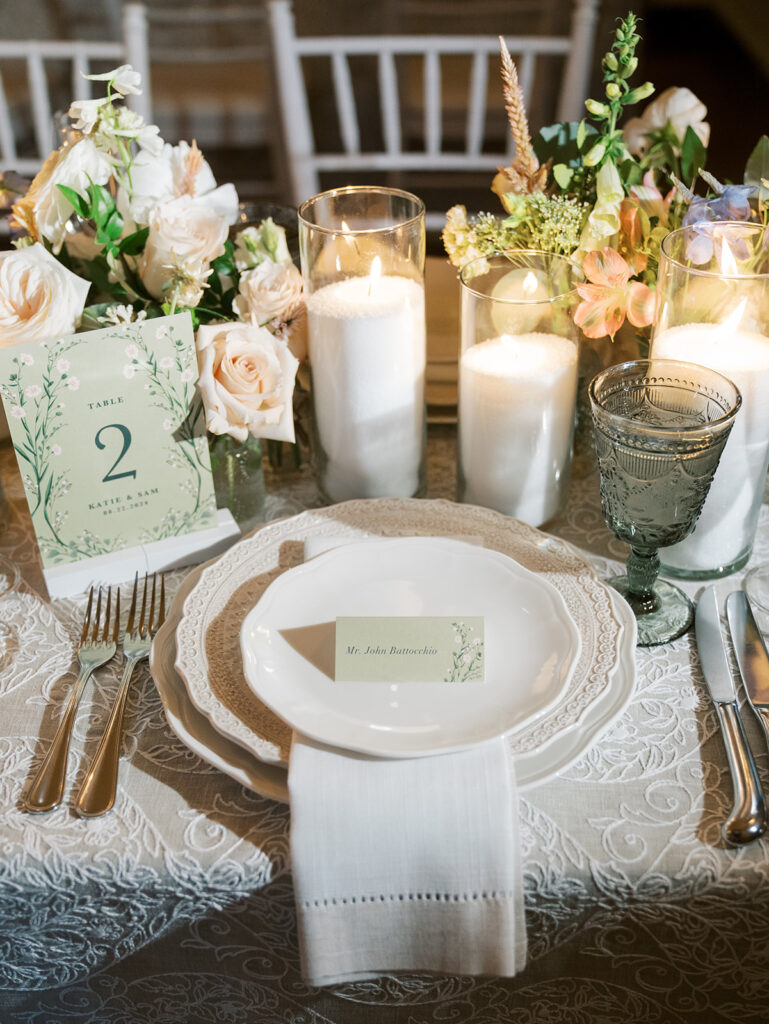 Close up of the tablescapes