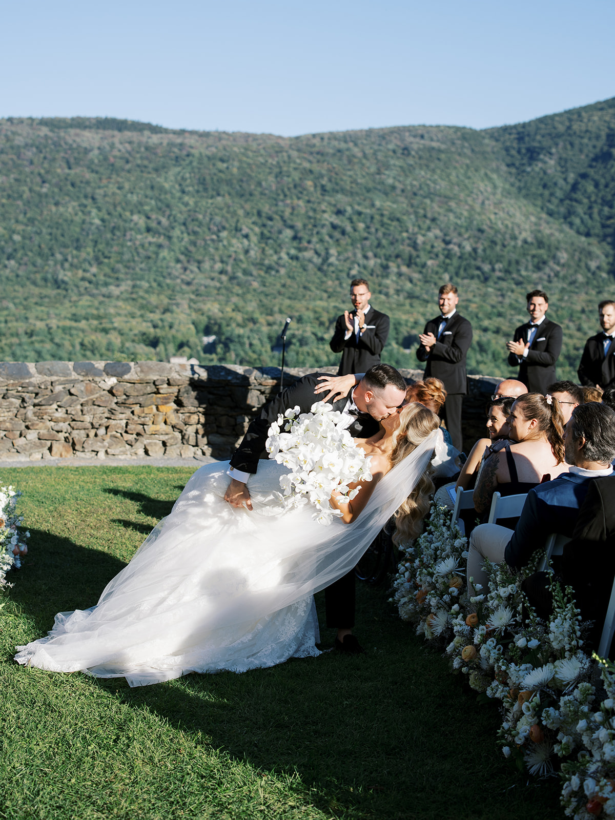 The aisle kiss during recessional.