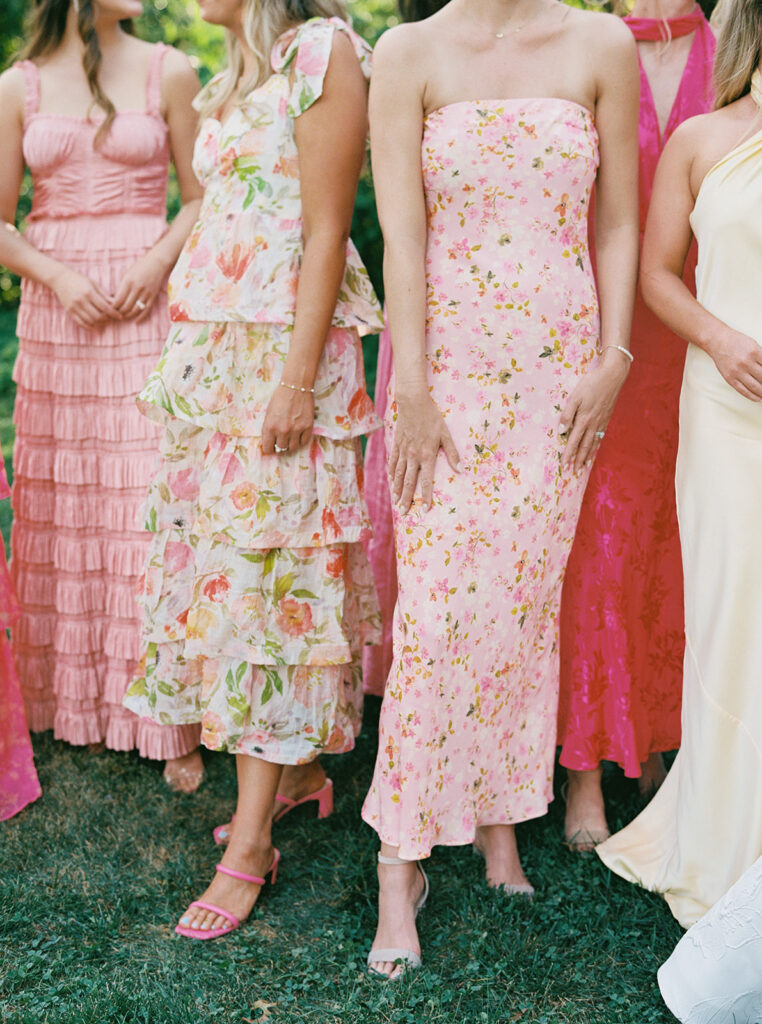 Close up detail of the bridesmaids dresses.