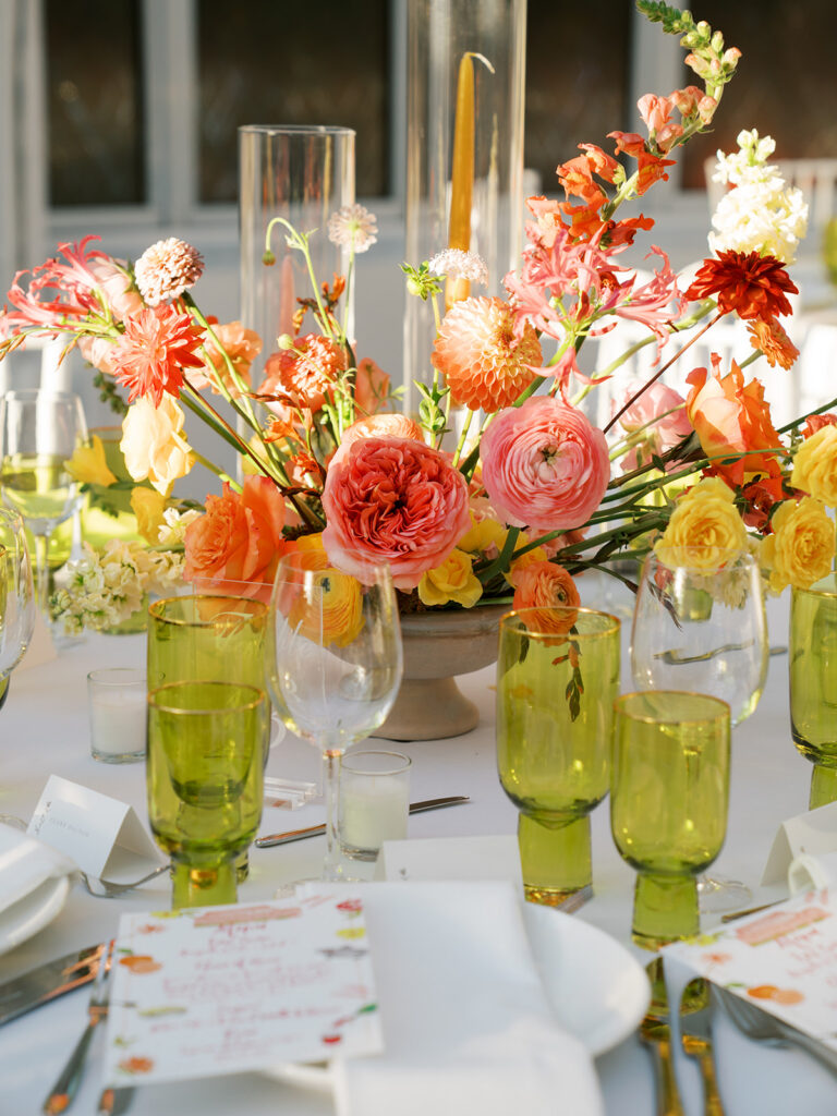 Close up of the floral arrangements.