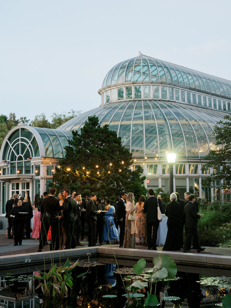 Guests mingling outside of the Palm House.