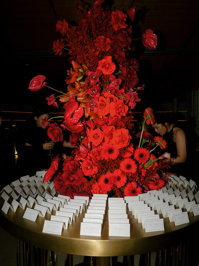 The escort card table display.