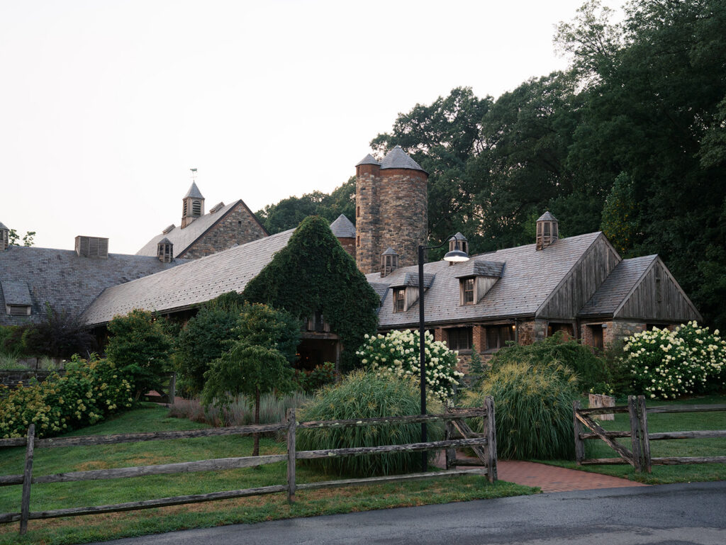 Wide angle of the main entrance of the Blue Hill at Stone Barns