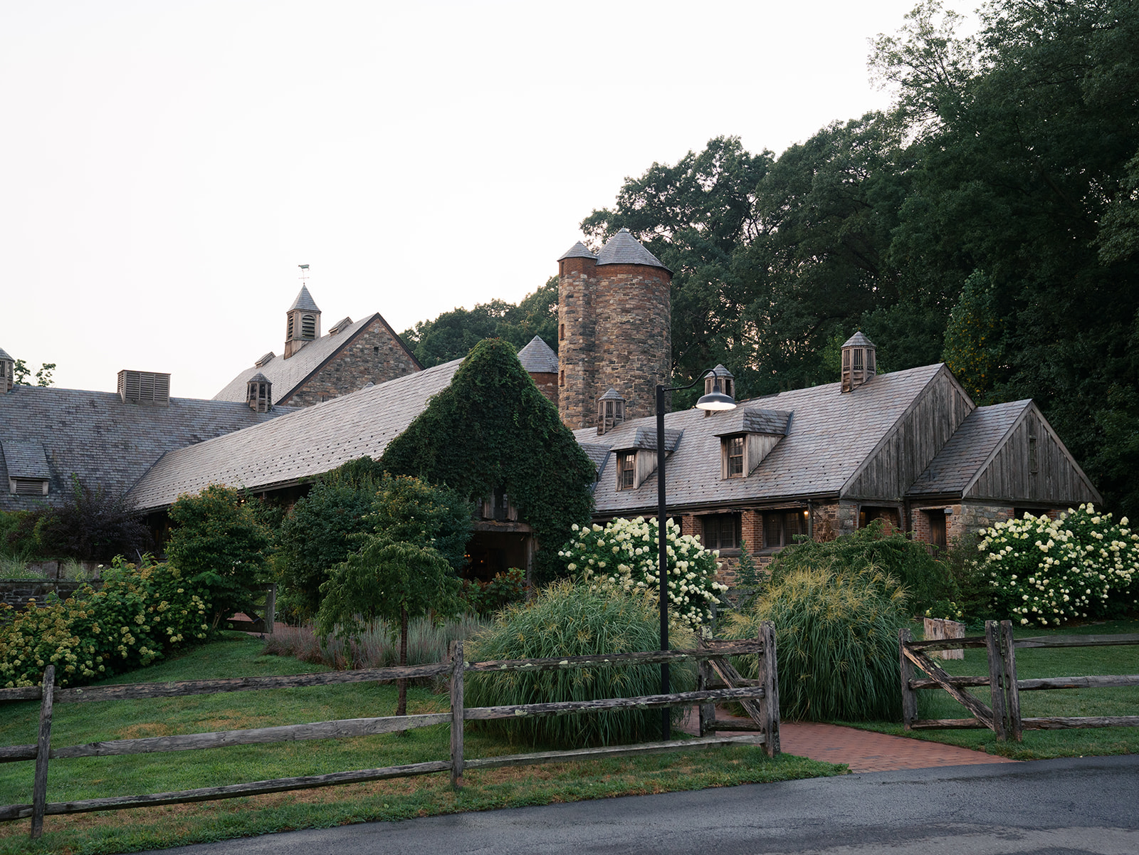 Wide angle of the main entrance of the Blue Hill at Stone Barns