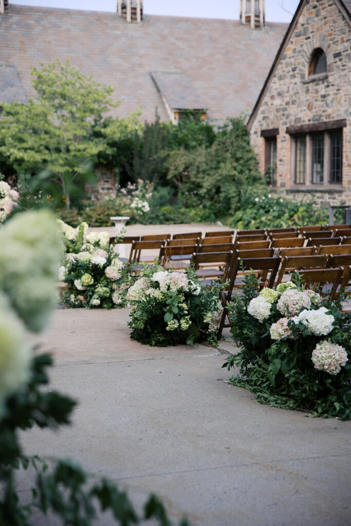 Angle shot of the ceremony seats.