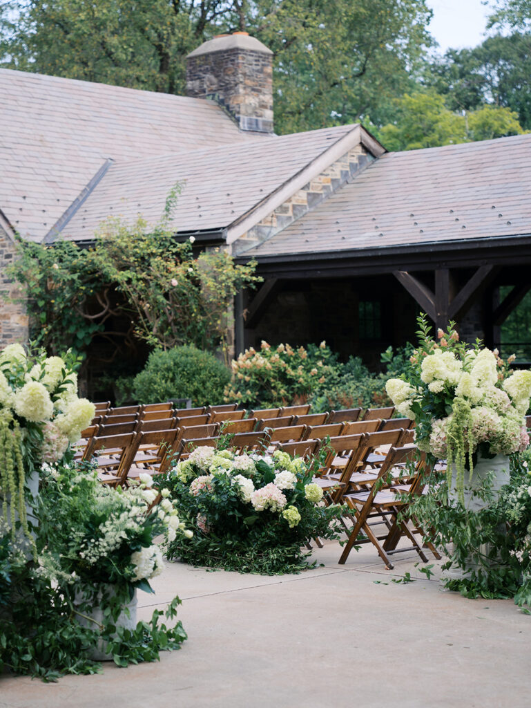 Photo of the ceremony space from an angle at this Blue Hill at Stone Barns wedding.