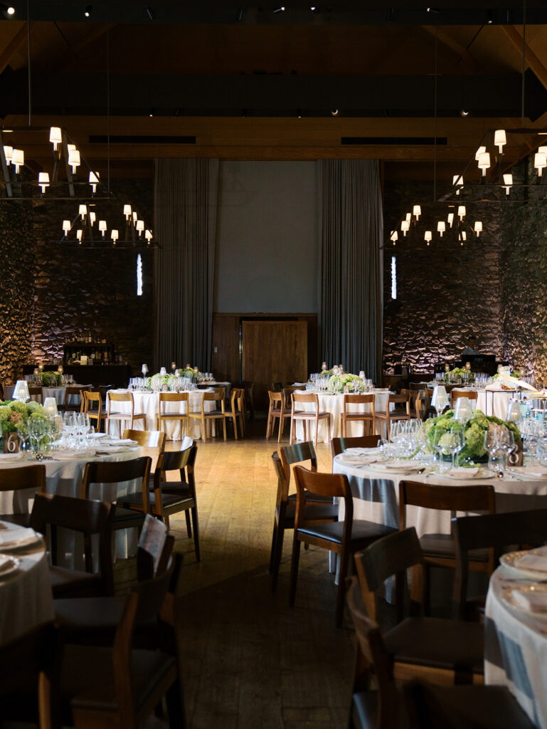Tablescapes in the barn at this Blue Hill at Stone Barns wedding.