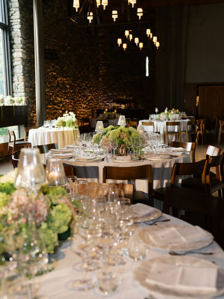 Mid crop photo of the tablescapes at Blue Hill at Stone Barns.